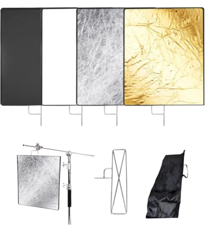 BOLLUMA Kit di bandiera riflessa pieghevole, 35x47in90x120cm 4 in 1 riflettore di illuminazione per fotografia, modificatore di luce diffusore Shaper per morbido, diffuso, effetti luminosi per foto