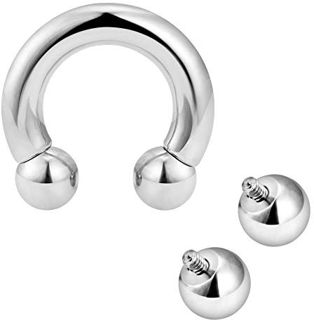 Briana Williams Innengewinde Silber Hufeisen Circular Barbell Ring Chirurgenstahl mit Ersatzkugel Intim Piercing Schmuck(2.5/3/4/5/6/8mm Dicker)