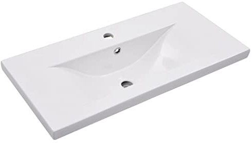 vidaXL Lavabo da Incasso con Foro di Trabocco Moderno Elegante Lavandino Lavello Sanitari Bagno Toilette 81x39,5x18,5 cm in Ceramica Bianco