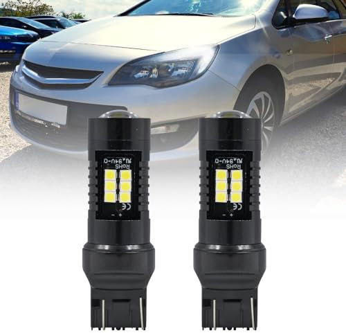 NSLUMO Led Bulbs DRL Daytime Running Light T20 7443 W21/5W For 2009-2018 Ope.l Vauxhall Astra J 2Pcs Xenon White Canbus LED DLR City Lamp Bulbs
