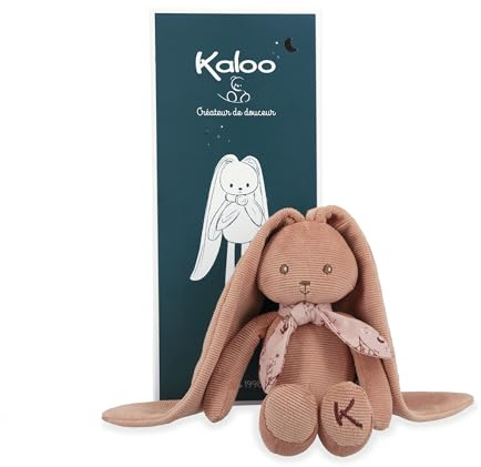 KALOO - Lapinoo - Doudou Coniglio - Peluche in Velluto a Coste per Neonato - 35 cm - Colore Terracotta - Materiale Ultra Morbido - Confezione Regalo - dalla Nascita, K972201