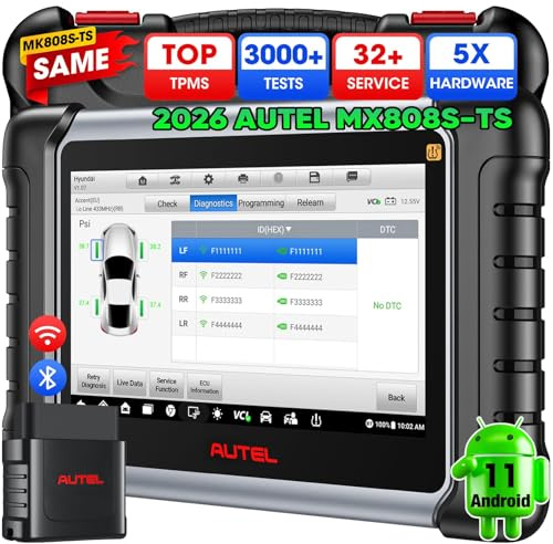 Autel MaxiCheck MX808S-TS: 2026 OBD2 TPMS Auto Diagnostica Strumento, Bidirezionale, Uguale Livello MaxiCOM MK808S-TS MK900TS, Aggiornato MK808TS MK808BT MK808S, 28+ Servi, Android 11