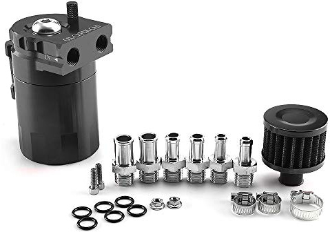 Aiuphing oil catch-tank, universellt motorluft-/ oljeavskiljarkärl, 300 ml, oljeuppsamlingskärl med luftfilter, slang och andra tillbehör, svart