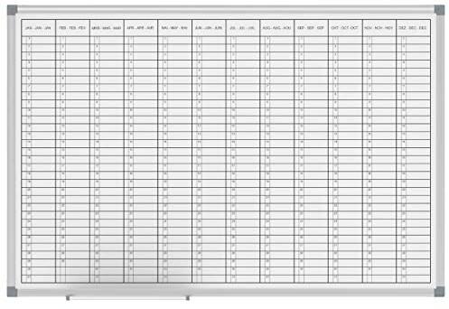 MAUL Jahresplaner MAULstandard, Whiteboard magnethaftend + beschreibbar, mit Druck Monate und Tage, 60 x 90 cm