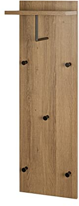 HAKU Väggklädhängare ek, svart, MDF, metall - Storlek: B 30 cm x H 100 cm x D 20 cm, Stil: Modern
