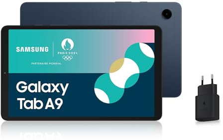 Samsung Galaxy Tab A9 Tablette Android, 64 Go de Stockage, Grand écran de 8.7, Wifi, Son riche, Bleu marine, avec Chargeur secteur rapide 25W inclus (version FR)