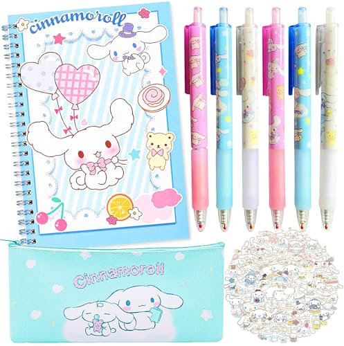 Schulbedarf Kinder,Schreibwaren Kawaii Geschenk,Schreibset Schule Cartoon,Briefpapier Anime Hund,Tintenroller,Notizbuch,Aufkleber,Mäppchen,Geschenkset Einschulung Geburtstag Party Für Mädchen Junge