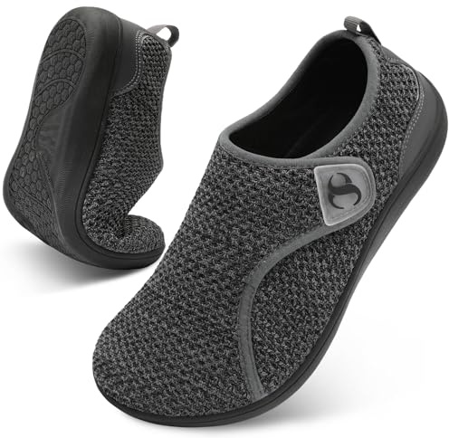 Scurtain Womens Walking Shoes Wide Toe Barefoot Minimalist Shoe Zero Drop Comfortable Pregnancy Maternity Bunion Hospital Nurse Shoes Elderly Non Slip Breathable Sneakers Grey Size 9