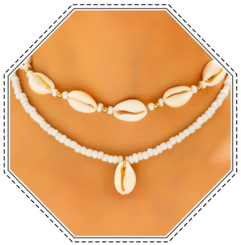 Jovono Collana girocollo in stile bohémien, con perline a strati e conchiglie marine, accessorio per il collo da spiaggia per le donne, /, /, Nessuna pietra preziosa