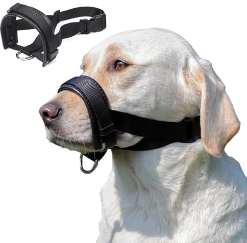 Munkorg små/medelstora hundar, ätskydd hund, justerbar lädermunkorg, anti-tugg-munskydd för hundar, justerbar munomkrets (S)