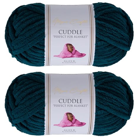 Utopia Crafts Cuddle Super Chunky Chenille Soft Yarn for Knitting and Crochet, 2x 100g - 60m (Emerald Green)