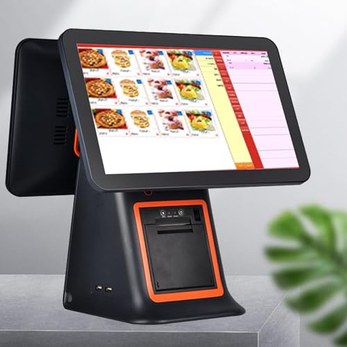 Sunseota Registratore di Cassa Doppio Schermo Touch 15.6, 15 CPU, 8G RAM, 128G SSD, Cassa Touch Screen per Gestione Negozio, Bar, Ristorante, supermercato, minimarket, Catering Black