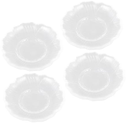 FUNOMOCYA 4 Pcs Clear Glass Tea Cup Saucers Transparent Round Snack Plates for Coffee Dessert Serving Crystal Clear Glassware with Smooth Edges Traditional Design