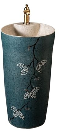 Lavandino moderno con piedistallo Lavandino da bagno integrato for esterni, lavabo indipendente in ceramica con rubinetto e kit di scarico