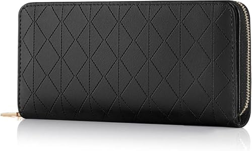 RRANCharltu Purses for Women,Ladies Purse Soft PU Leather Wallet for Women Card Holder Womens Purse with Zipper and Snap Closure,11 Card Slots 1 ID Window,Coin Pocket and Cash Compartments,Black