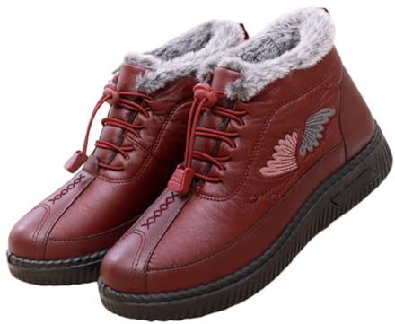 YGSIKY Botas de nieve cortas para mujer en tallas grandes, aislantes, con acolchado grueso y antideslizantes, ideales para senderismo invernal para mujeres de mediana edad y mayores. (Red,36)