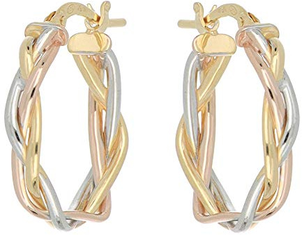 DelPia, Pendientes de Oro de 18 Quilates y Plata de Ley en Forma de Trenza (20mm)