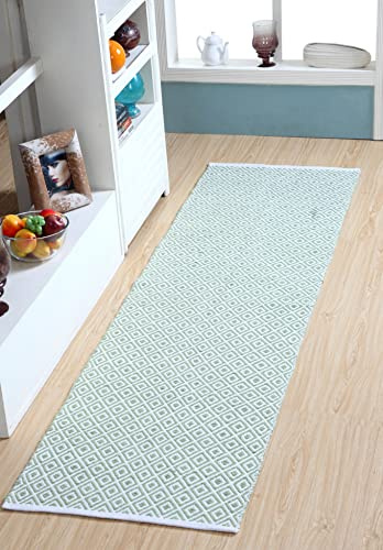 About Home Hand woven cotton RUNNER Rug (Sage Green, 60 x 240 cm)