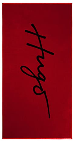 HUGO Men's TowelHandwrittenLogo Beach_Towel, Open Pink693, ONESI