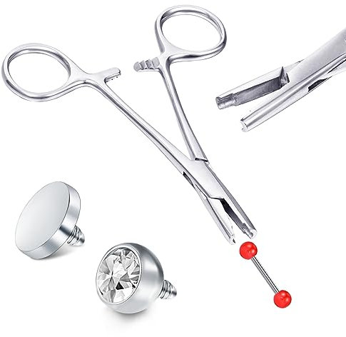 NIUSIMAN 5mm Piercing Zange für Piercings aus chirurgischem Edelstahl Schmuckkugelhalter Werkzeug zum Lösen Piercing Kugel Greifer Zunge greifer für Nasen Septum und Labret Piercings