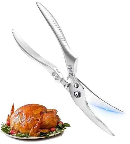 Geflügelschere Edelstahl Profi, mit Ergonomischen Griff, Geflügelscheren Testsieger, Fleischschere, zum Zerteilen von Ente, Huhn, Gans, Pute oder Truthahn