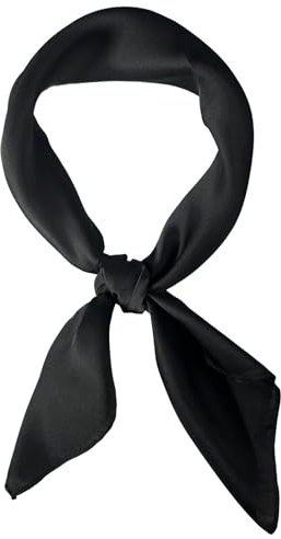 Bliceon Damen Seidentuch aus leichter Seide, Eleganter Seidenschal, Bandana, Halstuch und Kopftuch, Geschenk für Frauen, Vielseitiges Seidenschal (Schwarz)