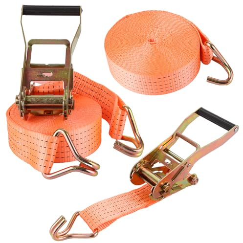 GBACHOOSE 2 cinghie di ancoraggio a cricchetto, 3000 kg, 10 m x 50 mm, cinghie di ancoraggio con gancio, cinghia di ancoraggio con gancio, per rimorchi, moto, auto, merci