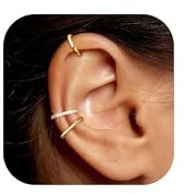 BVLAGIDA Ear Cuff Set für Damen Ohne Piercing - 3 Paar Gold Ohrklemmen Fake Helix Knorpel Ohrringe, Verstellbare Ohrmanschetten in Geschenkbox