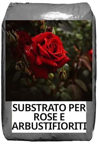 Verdevita substrato per rose e arbusti fioriti, substrato con pomice 7-12mm, substrato per rose in vaso o in piena terra, sacco da 20lt