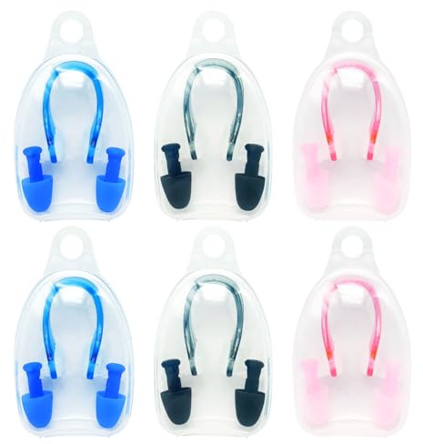 SAIIURV 6 Pezzi Tappi per Naso Tappi Orecchie Piscina con Scatola Portaoggetti Protezione Allenamento da Nuoto Nuoto Snorkeling Doccia Surf Sport Acquatici