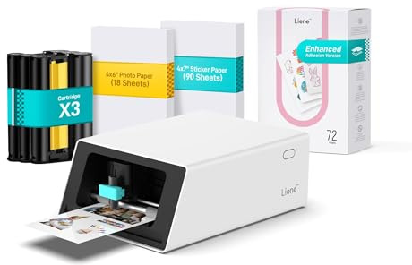 Liene PixCut S1 Creator Pack - Imprimante à Stickers Tout-en-Un pour DIY, Étiquettes & Cadeaux Personnalisés, Sublimation Thermique, Impressions 300 PPP, Découpe Automatique par IA
