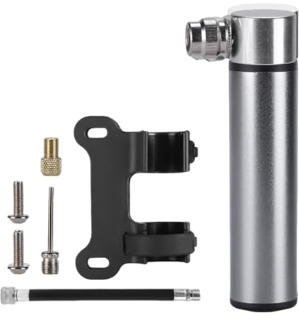 Oiieco Mini Bike Pump – Portable Titanium-Coloured Aluminium Alloy Floor Pump for Mountain Bike, Road Bike and Hybrid Bicycle