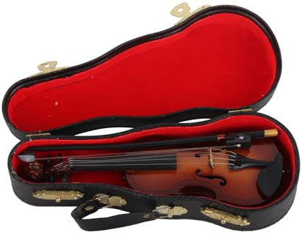 Baxnore Mini violino in legno modello da esposizione ornamento musicale artigianale arredamento per casa ufficio regalo di compleanno violino in miniatura realizzato a mano in pali