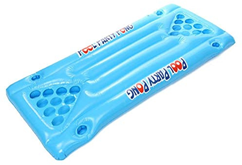 Jiawu Uppblåsbart ölpongbord, Stort 57x23 6 Tum Rymmer 10 öl per Sida Flytande Poolflotte, Beer Pong Luftmadrass med ölförvaring för Poolstrandcamping