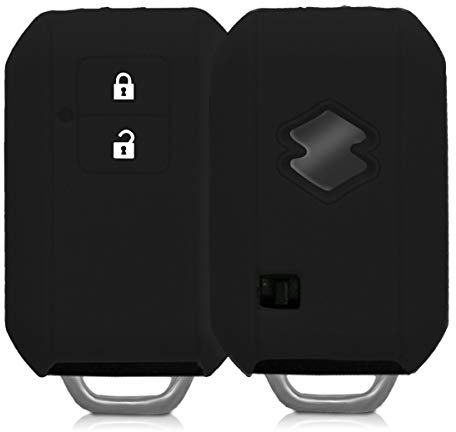 kwmobile Autoschlüssel Silikon Hülle kompatibel mit Suzuki 2-Tasten Autoschlüssel Keyless Go - Schlüsselhülle in Schwarz