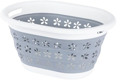 LIVIVO Collapsible Laundry Basket 17L - Foldable Laundry Basket with Handles, Space-Saving Pop Up Washing Basket - Multipurpose Laundry Hamper for Home, Dorms & Utility Rooms (Grey)