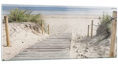 Deco Cadre Salon Plage Dune Entrée Moderne Impression sur Verre 120x50cm Image Tableau en Verre Decoration Murale Chambre Cuisine Panoramique Art Wall Grand Tableaux Decoratifs Muraux GAB120x50-4188