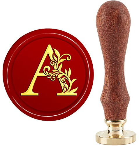 craspire Wachs-Siegelstempel Initialen EIN Klassischer Vintage-Siegelstempel 30 mm/1.18 Zoll Abnehmbarer Messingkopf-Siegelstempel Mit Holzgriff Für Geschenke, Einladungen, Grußkarten, Verpackung