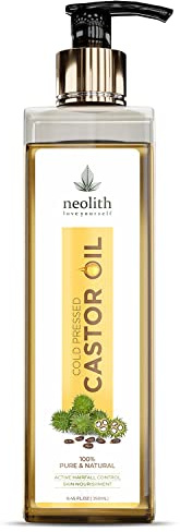 Neolith 100% Organic, Virgin Grade Cold Pressed Castor Oil, Non GMO, Hexan free- For Hair care, for Dry skin, Eyelashes, Eyebrows, Beard oil, Massage oil, Lash Growth 250 ml