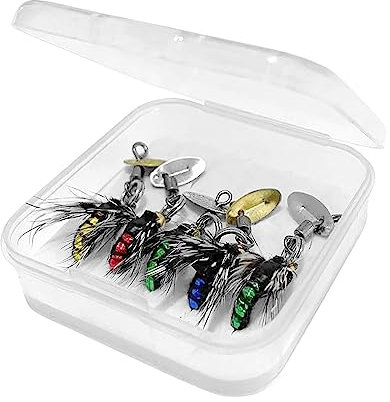 predolo 5X Fliegenfisch-Köder-Set, Fliegenfischen, Fliegen, mit Box, Fliegenhaken, Pailletten, Angelhaken, Angelköder für Süßwasser, Stauseen, Flüsse,
