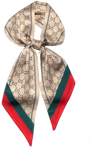 kcctoo Sciarpa lunga 150 cm di seta, da donna, alla moda, con collo quadrato, in raso, per borse, sciarpe per capelli, idea regalo, 150 x 15 cm