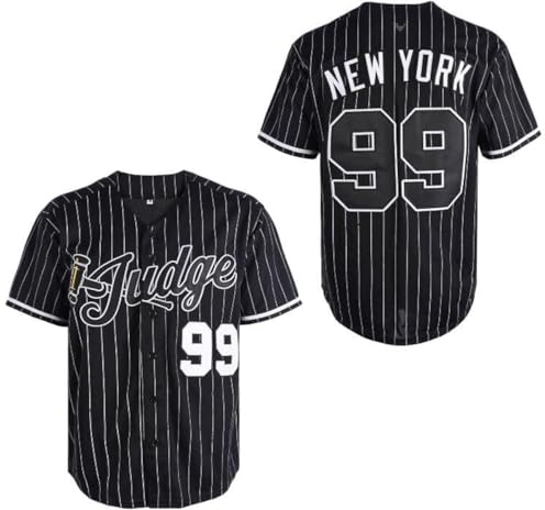 Men's New York 99 Baseball Jerseys Shirts Hip Hop Button Down for Party Xmas Gift Stitched, Black, 3XL
