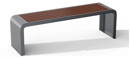 Gartenbank aus Stahl, Terrassenbank für den Parkgarten, wetterfest, Tragkraft 400 kg, Gartenmöbel-Sofa für die Veranda mit Lattensitz, für Park, Hof, Rasen, Balkon, Hinterhof (Farbe: Grau, S