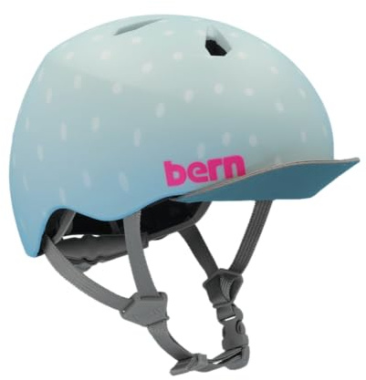 Bern Nina DVRT Kids Bike Helmet with Rotational Impact Safety│Adjustable Comfort│Trusted by Parents Worldwide│EN1078 Certified│S/M│Matte Seaglass Polka Dot