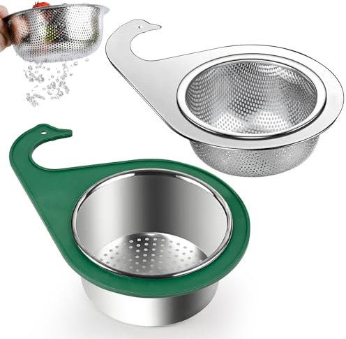 Yichalodge 2 Sieb für Spülbecken Edelstahl für Wasserhähne mit einem Durchmesser < 4.3 cm Waschbecken Sieb Schwanenform Siebkorb Wasserhahn Hängender Filterkorb