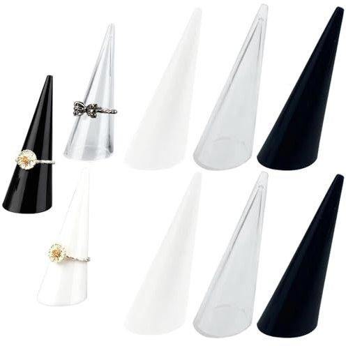 6PCS Acrylic Ring Holder Ring Display, Jewelry Ring Display Holder Cone Ring Holder Clear Finger Rings Show Stand Ring Display Showcase Display Stand for Jewelry