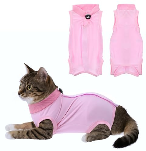 KFHENSOMR Cat Recovery Suit 2Pcs Professional Recovery Suit Female Cat Onesie After Surgery Spay Abdominal Wounds Kitten Onesie Bodysuit Surgery Suits Of Shame Cone Alternative Cats Anti Licking