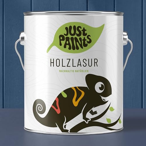 JUST PAINTS - ECO Holzlasur für Innen & Außen | Nachhaltig natürlich - made in Germany (Santorinblau, 1 Liter)
