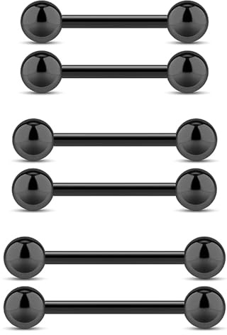 QZKJQDD tungpiercing, 6-10mm, Rostfritt stål, Ingen ädelsten