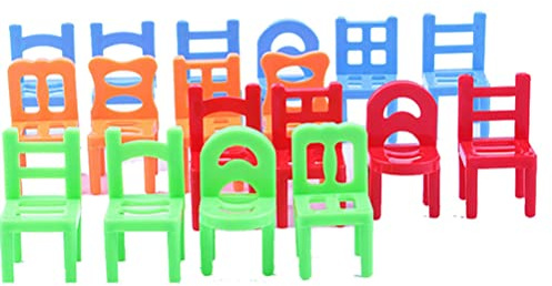 Yunseity Balance Chair Stacking Game Toy Plastic Mini Chairs Tower Game with 18 Pcs for Family Fun Party Favor Kids Children Adults